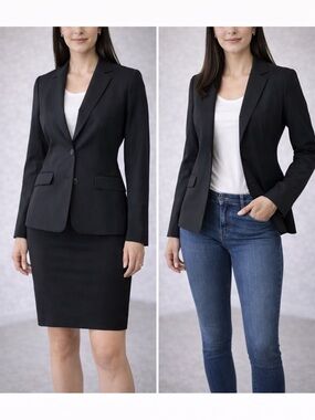 Calvin Klein Women’s Black Work Blazer • Size 2 • Classic Tailored Jacket